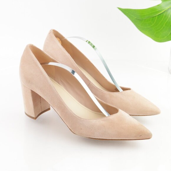 Marc Fisher Women Caitlin Pump Size 9.5 Blush Pink Suede Pointed Block Heel Shoe - Picture 10 of 12